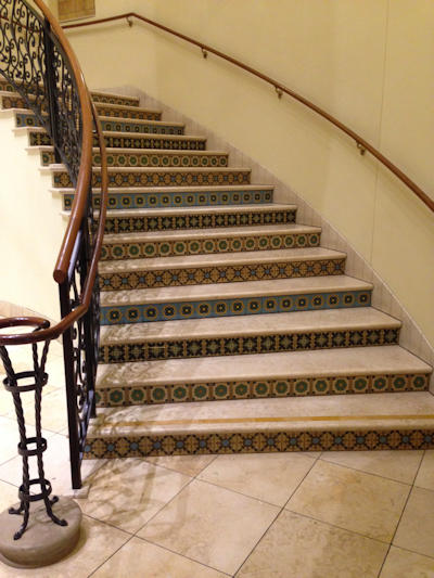 Mexican tile in stair raisers